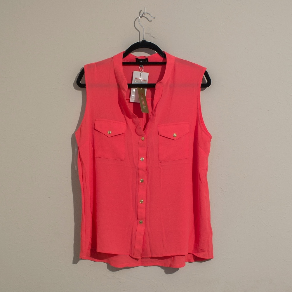 Button Down Sleeveless Blouse